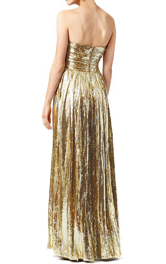 Trägerloses, langes, herzförmiges Pailletten-Ballkleid, formelles Abendkleid